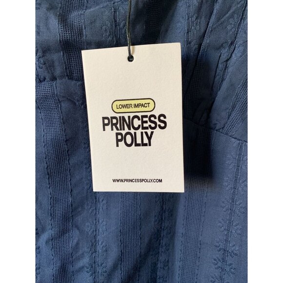 Princess Polly Navy Blue Sleeveless Lace-Trimmed Mini Dress US 12 AU 16 EU 44 - Picture 3 of 4